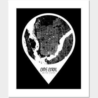 Cape Coral, USA City Map - Travel Pin Posters and Art